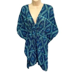 ECHO Cover up Geometric V Neck Teal Green Purple One Size Fits Most